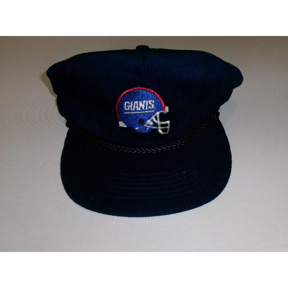 NEW YORK GIANTS CORD CORDUOY ZIPPER 80S 90S  STRAPBACK  HAT CAP VINTAGE M3
